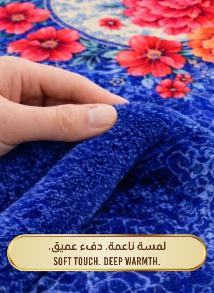 Premium 6kg Super Soft Blue Floral Mink Blanket – Heavy Premium Plush Winter Blanket - Image 4